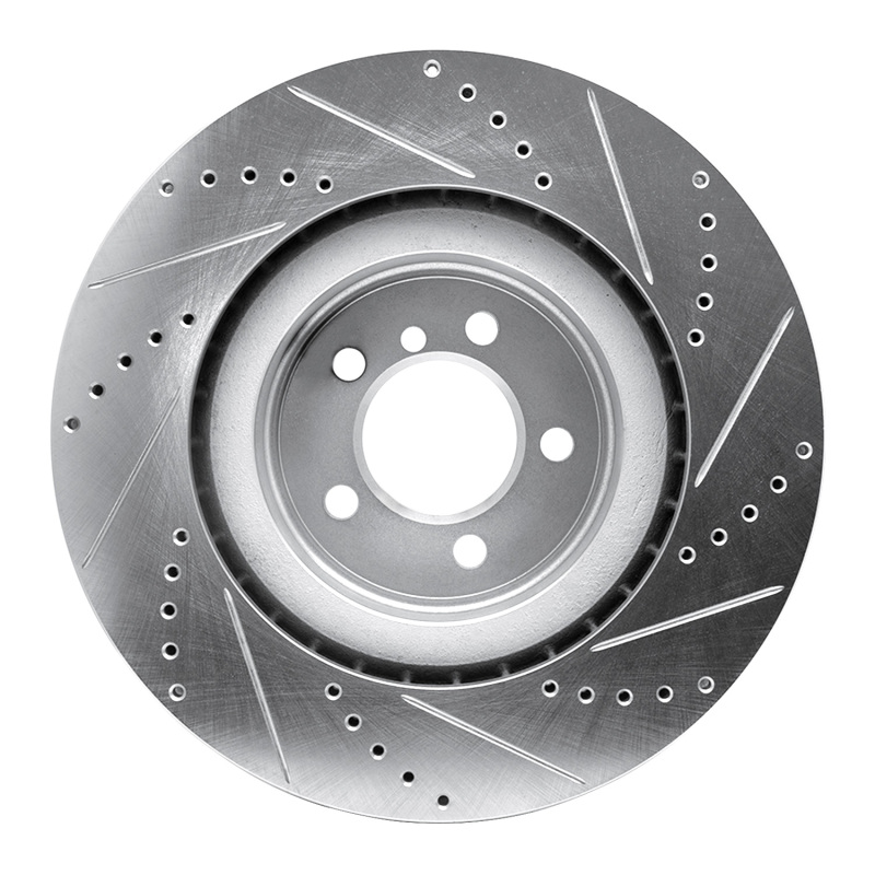 Land Rover Range Rover Brake Rotor (1) - Front Left - R1 Concepts - Drilled & Slotted - Silver - `06-`12